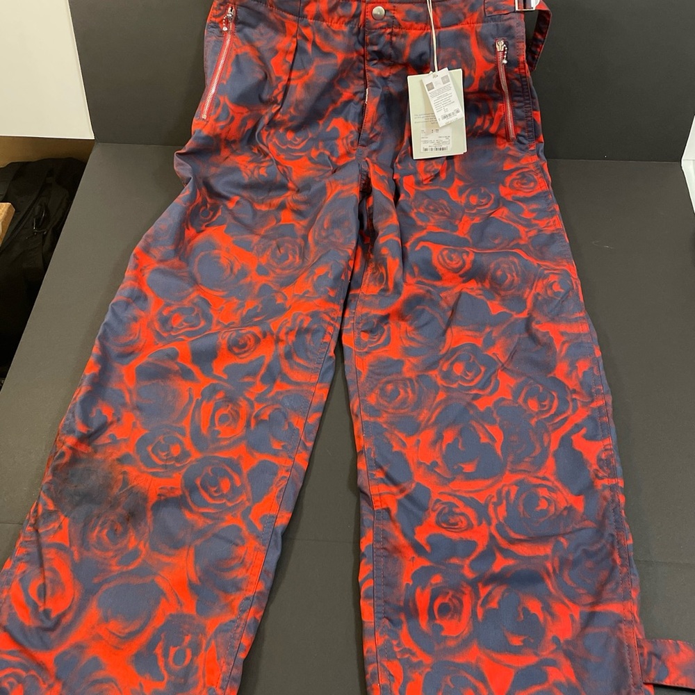 Burberry Red and Blue Floral Pants - Medium - NWT
